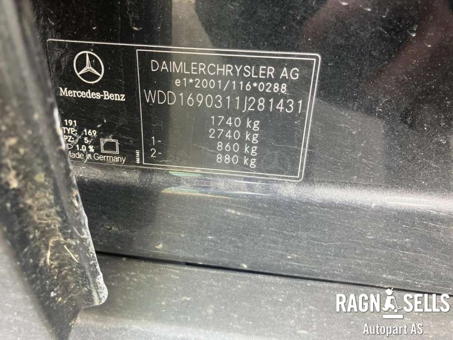 Mercedes A-Klasse 2005-2012 (W169) (W169), Motorkode: 266920, Girkassekode: 