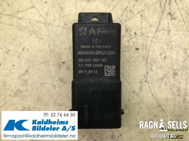 Rele gløde til Ford C-Max 2015-2019 (Type II, Fase 2) (FOMOCO|DS71-12A343-AB|98 032 997 80|1872379|51299058A)