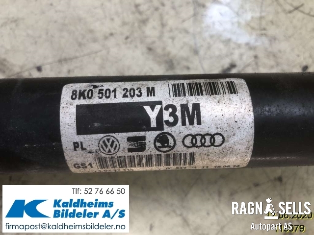 Drivaksel høyre bak, diesel/automat til Audi A4 2007-2014 (Type IV) (B8) (B8) (8K0 501 203 M|)