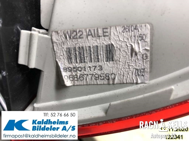 Baklykt venstre til Peugeot 508 2011-2014 (Type I, Fase 1)  (9686779580|89501173)