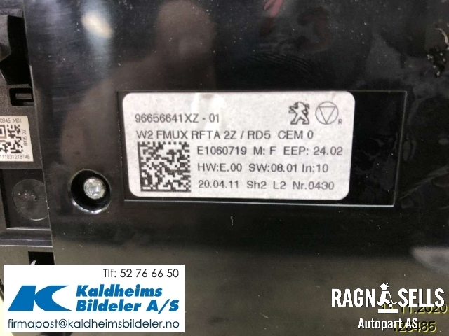 Varmeapparat betjening til Peugeot 508 2011-2014 (Type I, Fase 1)  (6155 JW|96656641XZ01|W2FMUXRFTA2Z)