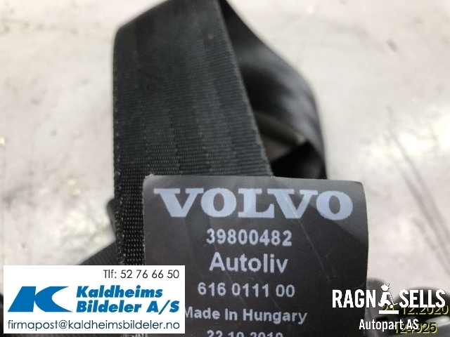 Sikkerhetsbelte foran høyre til Volvo V60 2010-2013 (Type I, Fase 1)  (39800482)