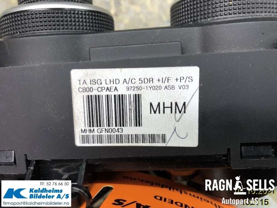 Varmeapparat betjening til Kia Picanto 2011-2017 (Type II) (97250-1Y020)