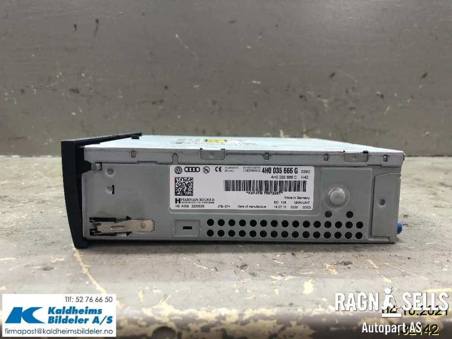 Bilstereo CD-veksler til Audi A8 2010-2013 (Type III, Fase 1)  (4H0 035 666 G|4H0 035 666 K)