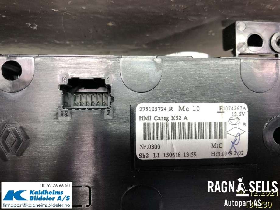 Varmeapparat betjening til Opel Vivaro B 2014-2019 (4407522|275105724R|E1074281E|93452329|93459407)