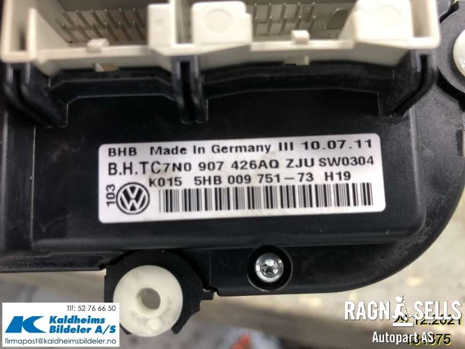 Varmeapparat betjening til VW Caddy 2010-2015 (Type III, Fase 2)  (7N0 907 426 AQ)