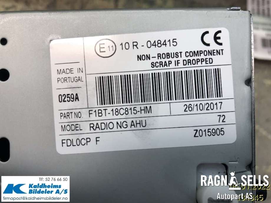 Bilstereo til Ford Transit Courier 2014-2018 (Type I, Fase 1) (F1BT-18C815-HM|F1BT-18C815-HR|)