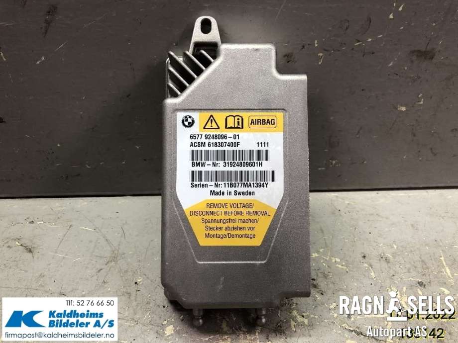 Airbag elektronikk til BMW 5-Serie 2010-2017 (F10/F11) (F10/F11) (65 77 9 266 329|65 77 9 248 096|31924809601H)