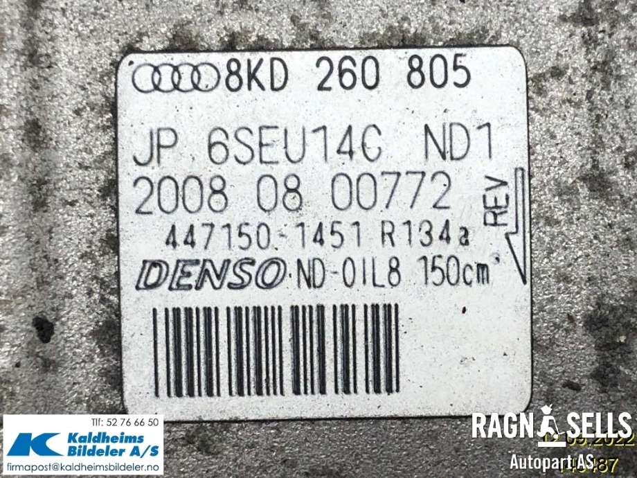 Aircondition kompressor til Audi A4 2007-2014 (Type IV) (B8) (B8) (DENSO|8K0 260 805 L|447150-1451|4E0260805J|4F0260805AA|4F0260805AC|4F0260805AE|4F0260805AG|4F0260805AL|4F0260805AN|4F0260805AP|4F0260805G|4F0260805J|4F0260805M|4F0260805N|L4F0260805A)
