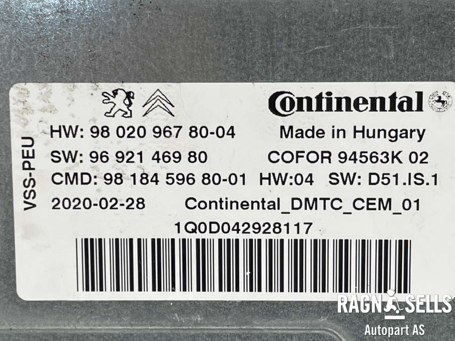 Styreenhet tenning til Opel Vivaro C 2020-->>  (CONTINENTAL|980209678004|9692146980|981845968001|)