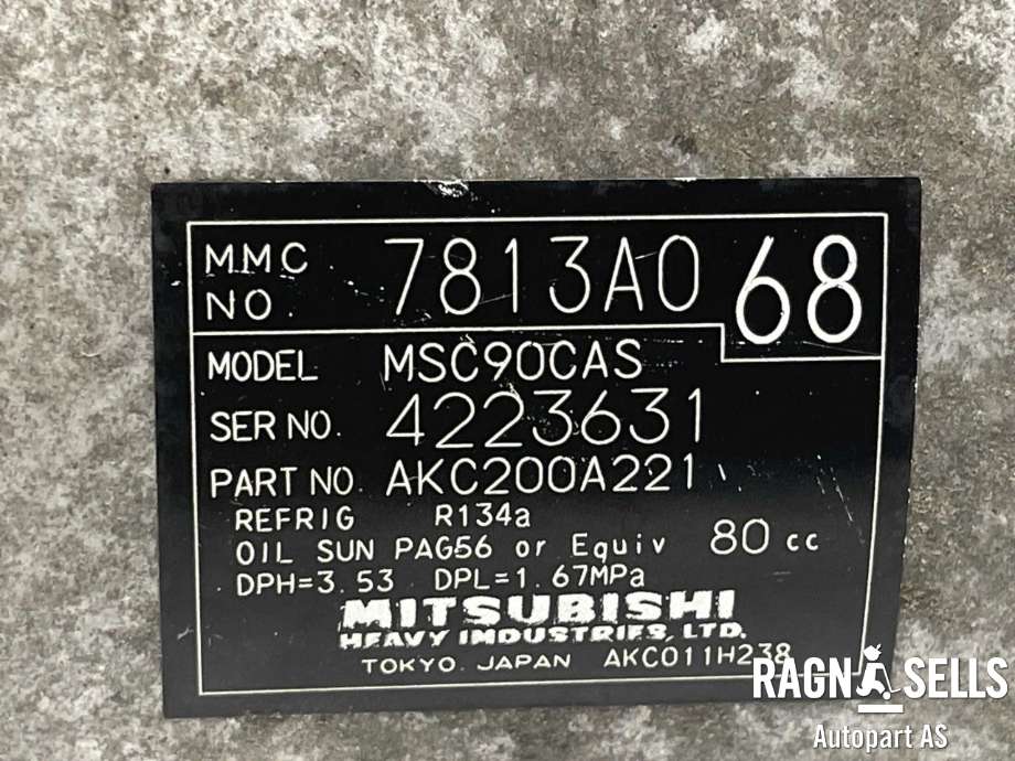 Aircondition kompressor til Mitsubishi Outlander 2007-2010 (Type II, Fase 1)  (7813A068|MSC90CAS|AKC200A221|AKC200A221A|AKC200A222|AKH200A221G|7813A069|7813A091|7813A096|7813A128|7813A129|7813A402|6433WA|6453VZ|6453WA)