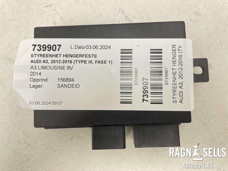 Styreenhet hengerfeste til Audi A3 2012-2016 (Type III, Fase 1)  (HELLA|5Q0 907 383|5DS010678-00|)