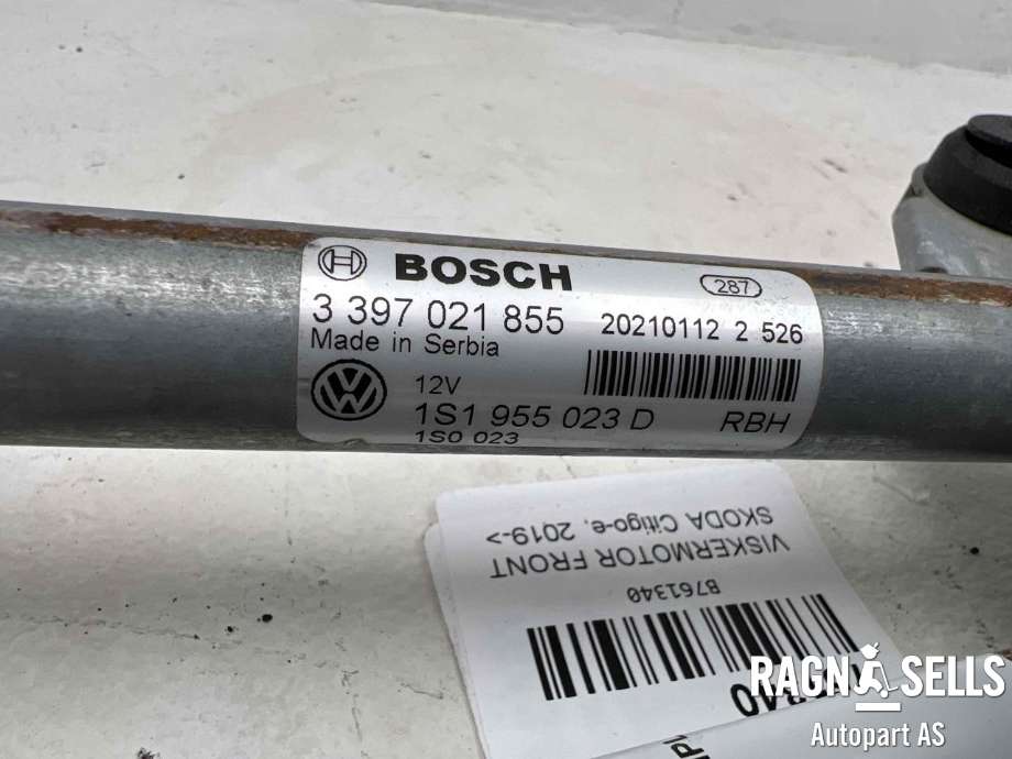 Viskermotor frontrute komplett m/overføring til Škoda Citigo-e 2019-->>  (BOSCH|0390241566|6R1955119A|1S1 955 023 D|)