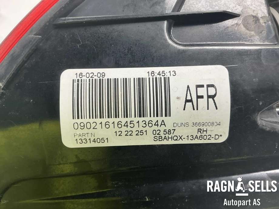 Baklykt høyre ytre til Opel Astra J 2010-2015  (1222424|13314051|)