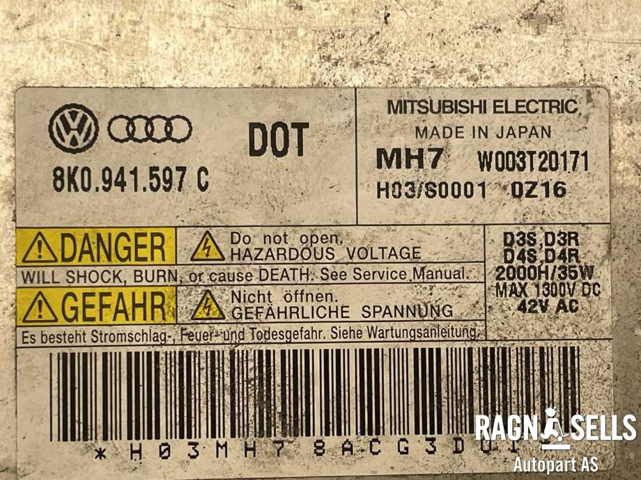 Styreenhet xenon/ballast til Audi Q5 2008-2012 (Type I, Fase 1)  (8K0 941 597 E|8K0 941 597 C|)