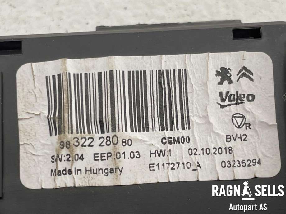 Styreenhet klima/aircondition til Peugeot Expert 2016-->> (Type III)  (9832228080|16 168 546 80|)