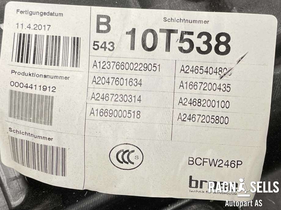 Ruteheis høyre foran til Mercedes B-Klasse, electric drive 2014-2018 (W242) (W242) (A 246 720 58 00|)