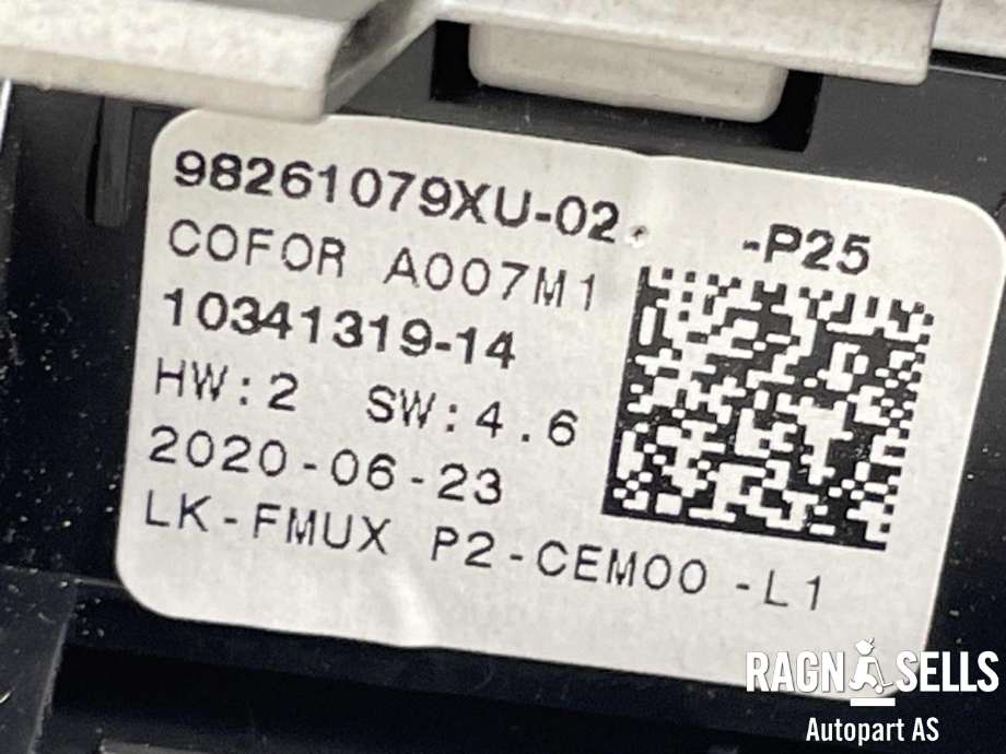 Varmeapparat betjening til Peugeot e-208 2019-->>  (98 261 079 XU|98 432 307 XU)