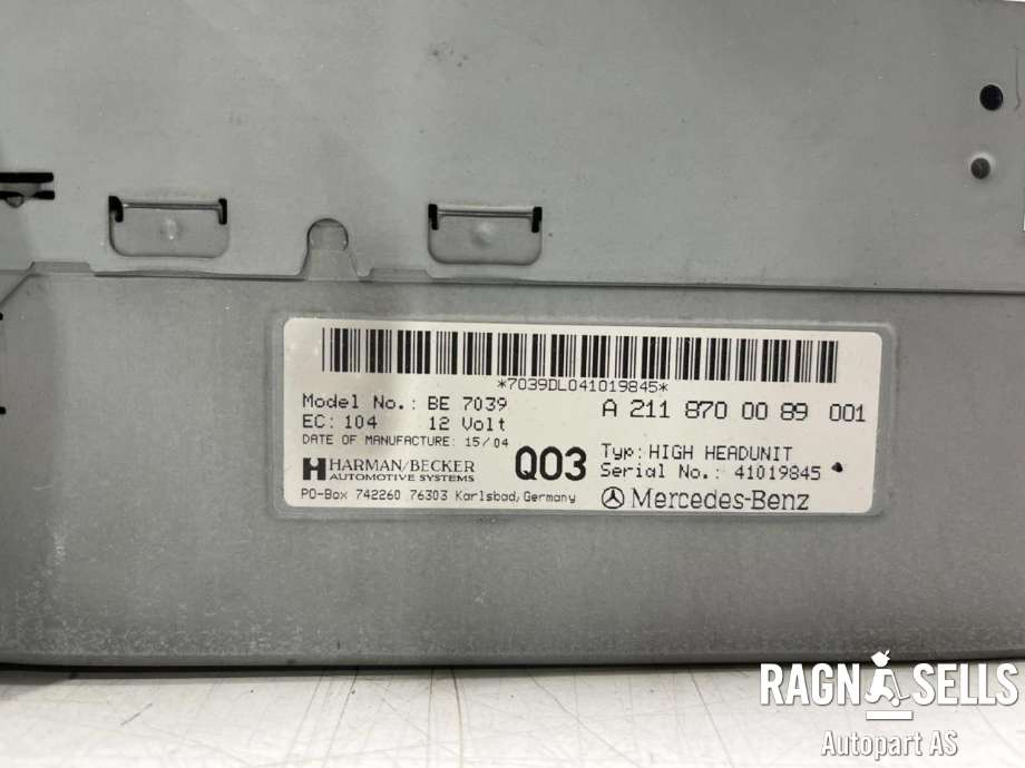 Bilstereo navigasjon til Mercedes E-Klasse 2002-2006 (Fase 1) (W211) (W211) (A 211 827 24 42||A 211 827 62 42|A 211 827 68 42|A 211 870 01 89)