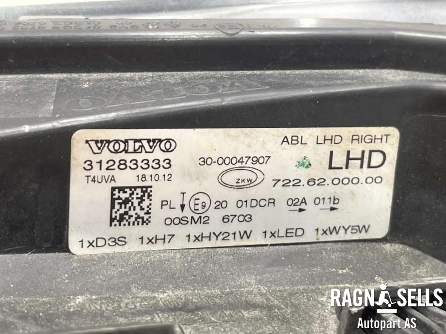 Frontlykt høyre xenon til Volvo V40 2012-2019 (31383159|)