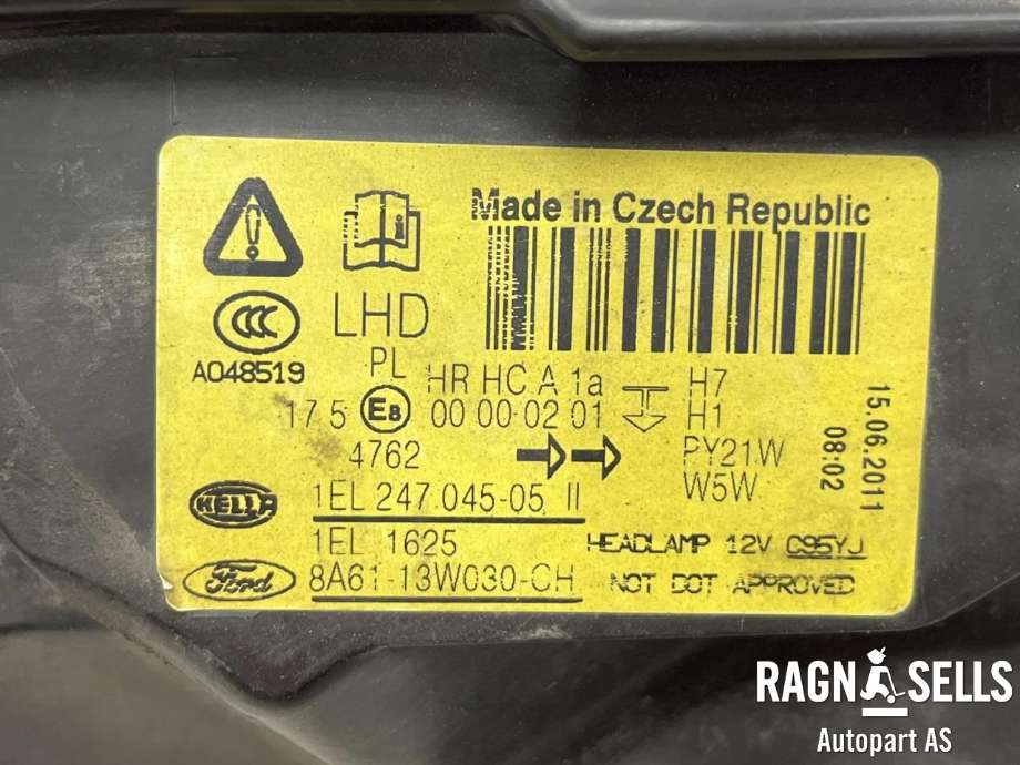 Frontlykt venstre halogen til Ford Fiesta 2008-2012 (Type VI, Fase 1)  (1740028|8A61-13W030-CH|)