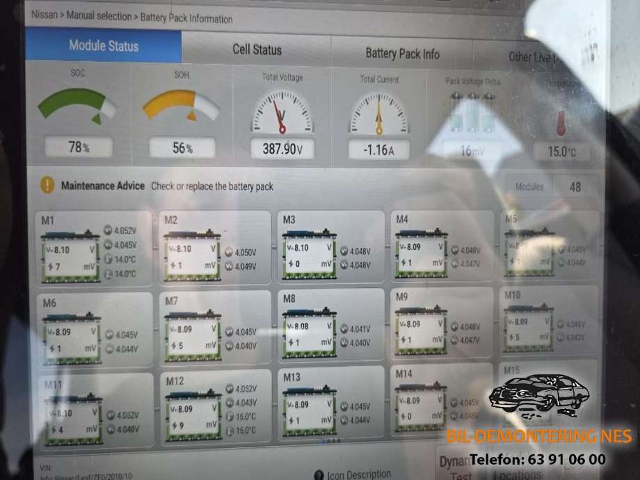 Nissan Leaf 2011-2017 (Type I) delebil , Motorkode: EM61, Girkassekode: