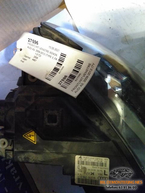 Frontlykt venstre xenon til Audi A3 2003-2008 (Type II, Fase 1)  