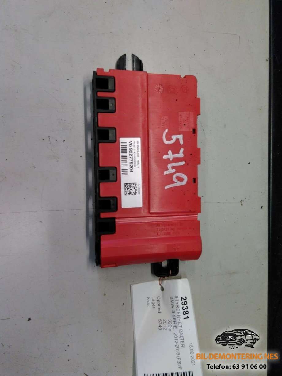 Styreenhet batteri til BMW 3-Serie, 2012-2018 (F30/F31/F34) (F30/F31/F34) (922775204)