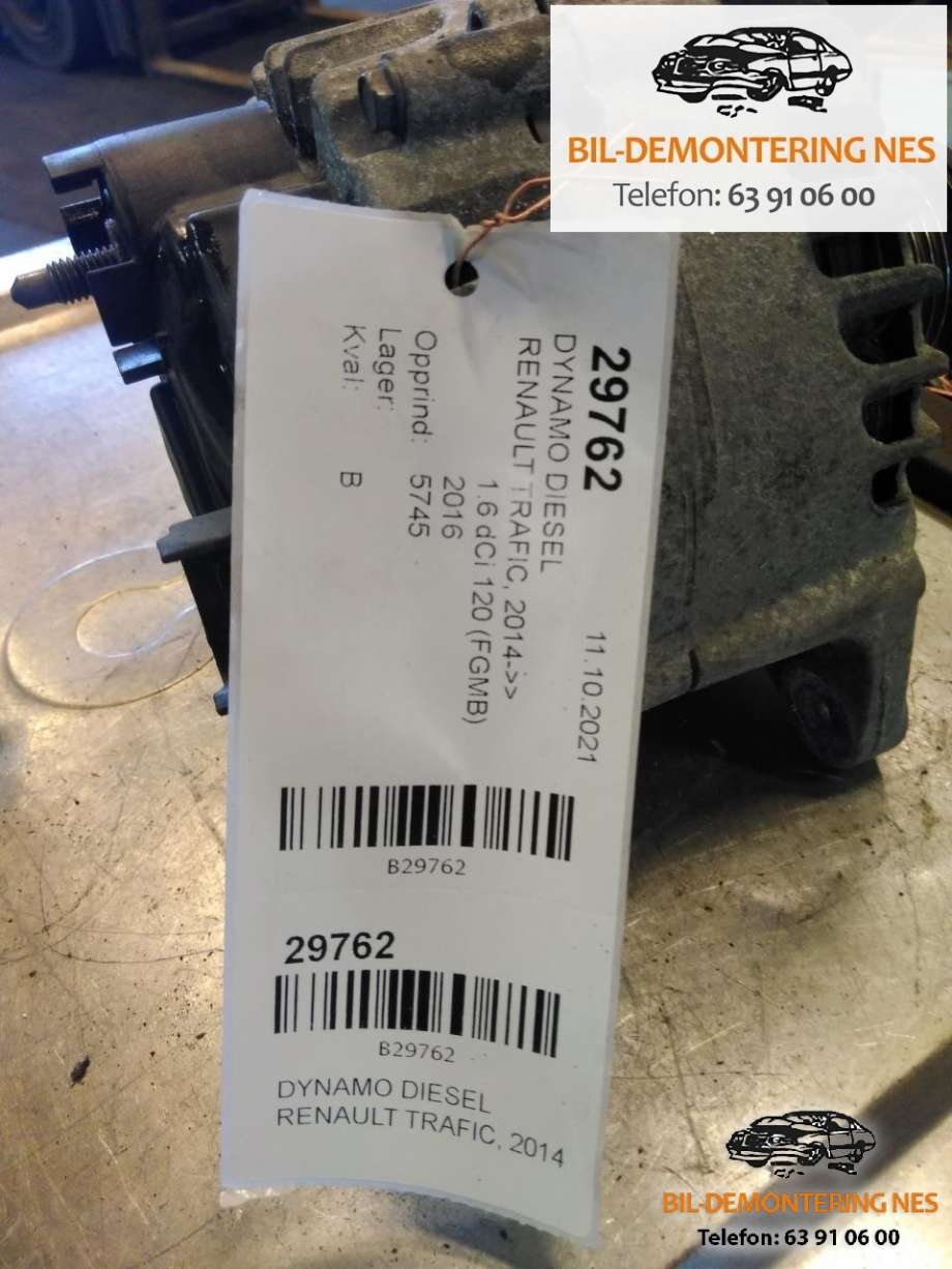 Dynamo diesel til Renault Trafic 2014-->>  