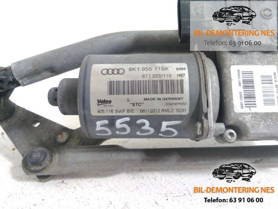 Viskermotor frontrute komplett m/overføring til Audi A4, Allroad 2009-2016 (Type I) (B8) (B8) (VALEO|8K1955119A|)