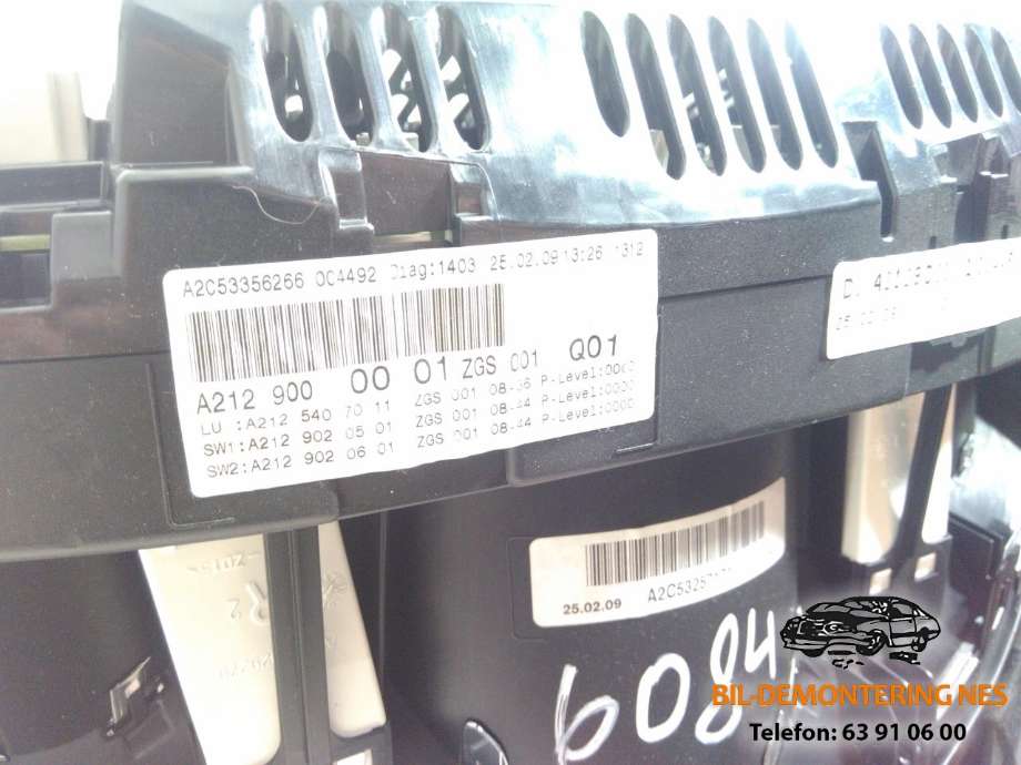 Instrumentpanel til Mercedes E-Klasse 2009-2013 (Fase 1) (W212) (W212) (VDO|A2129000001|A2C53356266|)
