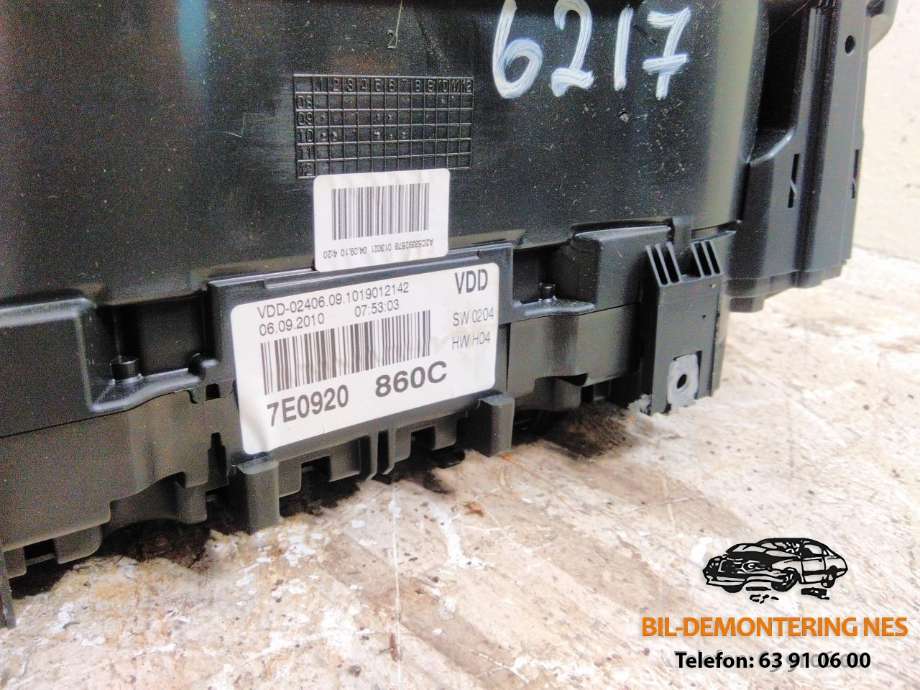 Instrumentpanel til VW Transporter / Caravelle 2009-2015 (Fase 2) (T5) (T5) (VDO|7E0920860C|)