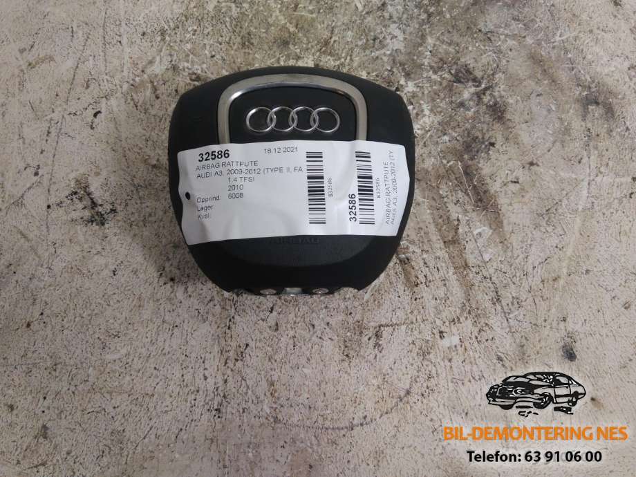 Airbag rattpute til Audi A3, 2009-2012 (Type II, Fase 2)  (8P7880201)