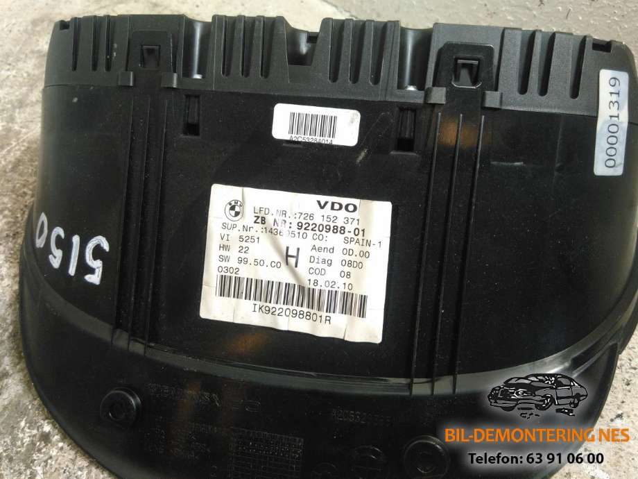 Instrumentpanel til BMW X1 2009-2015 (E84) (E84) (922098801|)