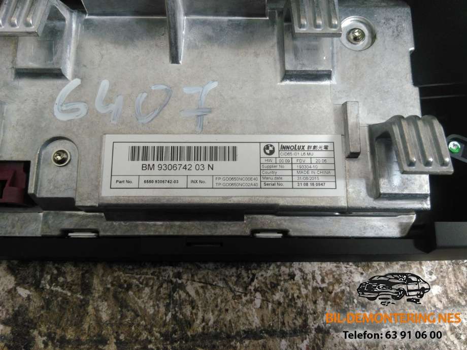 Bilstereo navigasjon skjerm til BMW i3 2013-2022  (BM930674203N|)