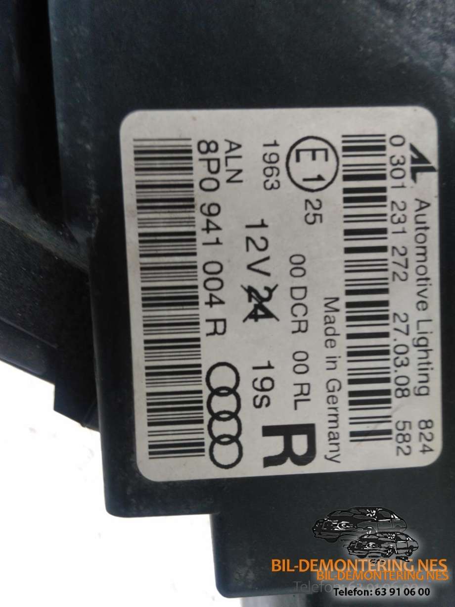 Frontlykt høyre xenon til Audi A3 2003-2008 (Type II, Fase 1)  (8P0941004R|)
