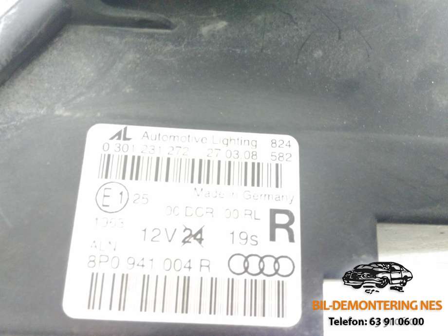 Frontlykt høyre xenon til Audi A3 2003-2008 (Type II, Fase 1)  (8P0941004R|)