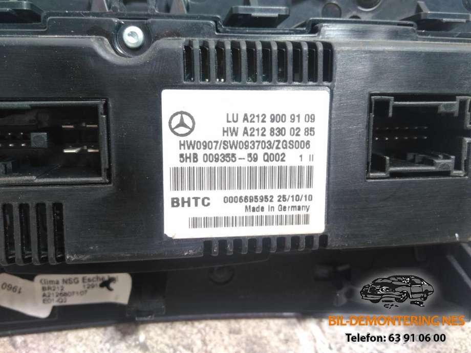 Varmeapparat betjening til Mercedes E-Klasse 2009-2013 (Fase 1) (W212) (W212) (BHTC|A2129009109|)