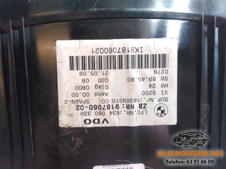 Instrumentpanel til BMW 3-Serie 2005-2011 (E90/E91/E92/E93) (E90/E91/E92/E93) 