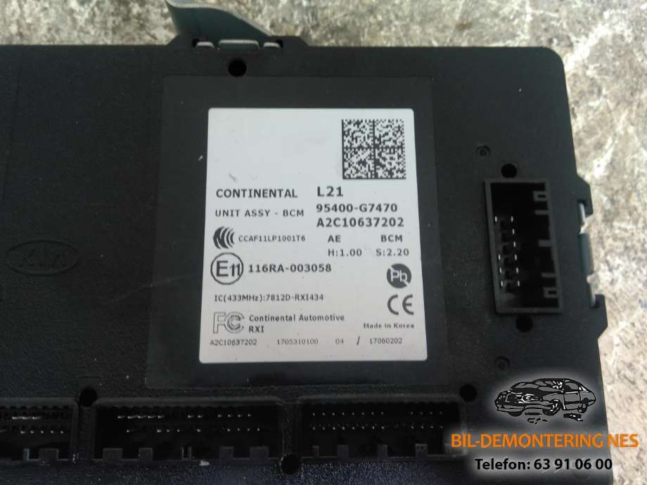Styreenhet comfort (BCM) til Hyundai Ioniq Electric 2016-2019 (Fase 1)  (CONTINENTAL|95400G7470|A2C10637202|)