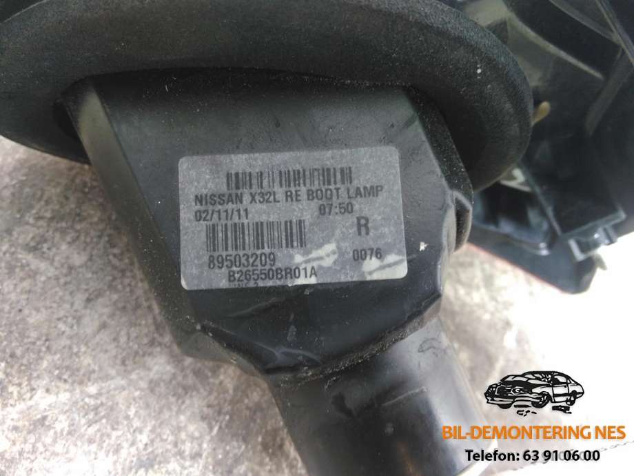 Baklykt høyre indre til Nissan Qashqai 2010-2014 (Type I, Fase 2) (B26550BR01A|)