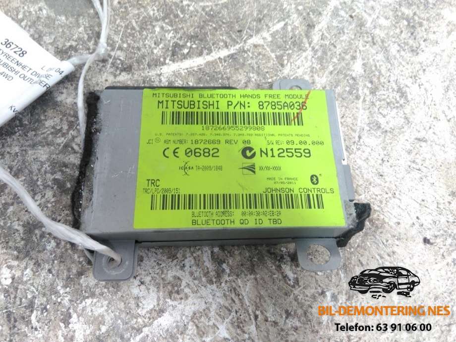 Styreenhet diverse til Mitsubishi Outlander, 2010-2012 (Type II, Fase 2)  (8785A036)