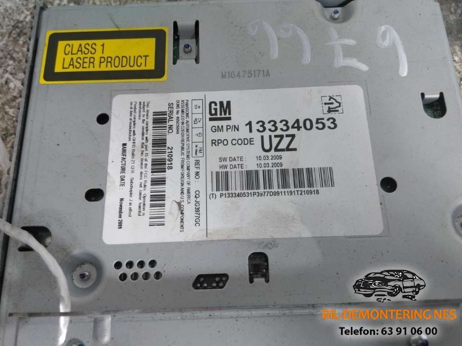 Bilstereo CD-veksler til Opel Astra J 2010-2015  (13334053|)