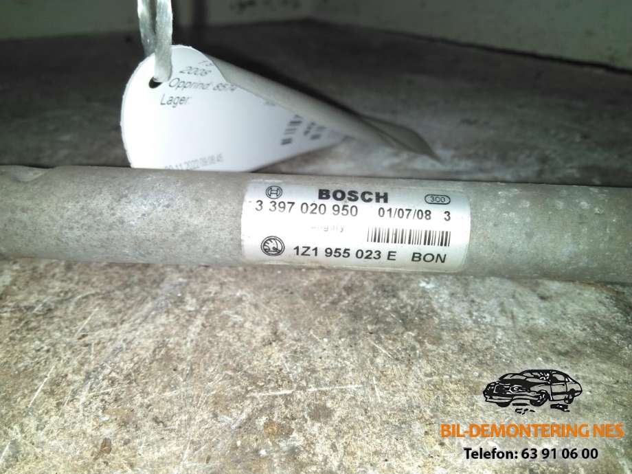 Viskermotor frontrute komplett m/overføring til Škoda Octavia 2005-2008 (Type II, Fase 1)  (BOSCH|3397020950|1Z1955023E|)