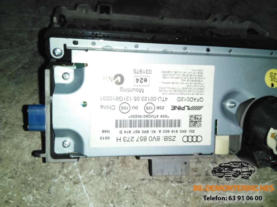 Bilstereo navigasjon skjerm til Audi A3, 2012-2016 (Type III, Fase 1)  