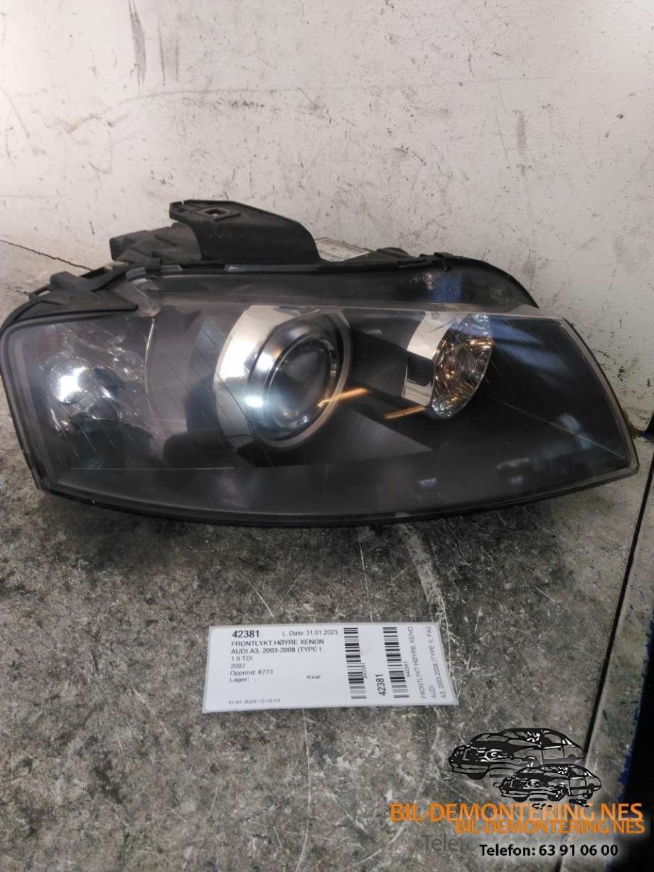 Frontlykt høyre xenon til Audi A3, 2003-2008 (Type II, Fase 1)  (0301231272)