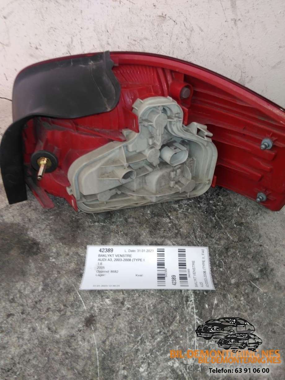 Baklykt venstre til Audi A3 2003-2008 (Type II, Fase 1)  