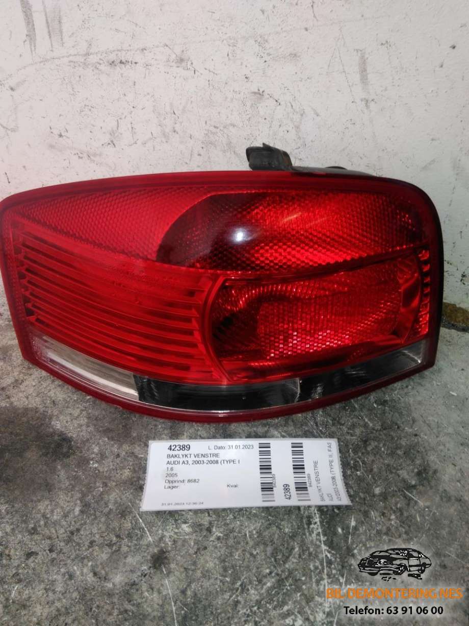 Baklykt venstre til Audi A3 2003-2008 (Type II, Fase 1)  