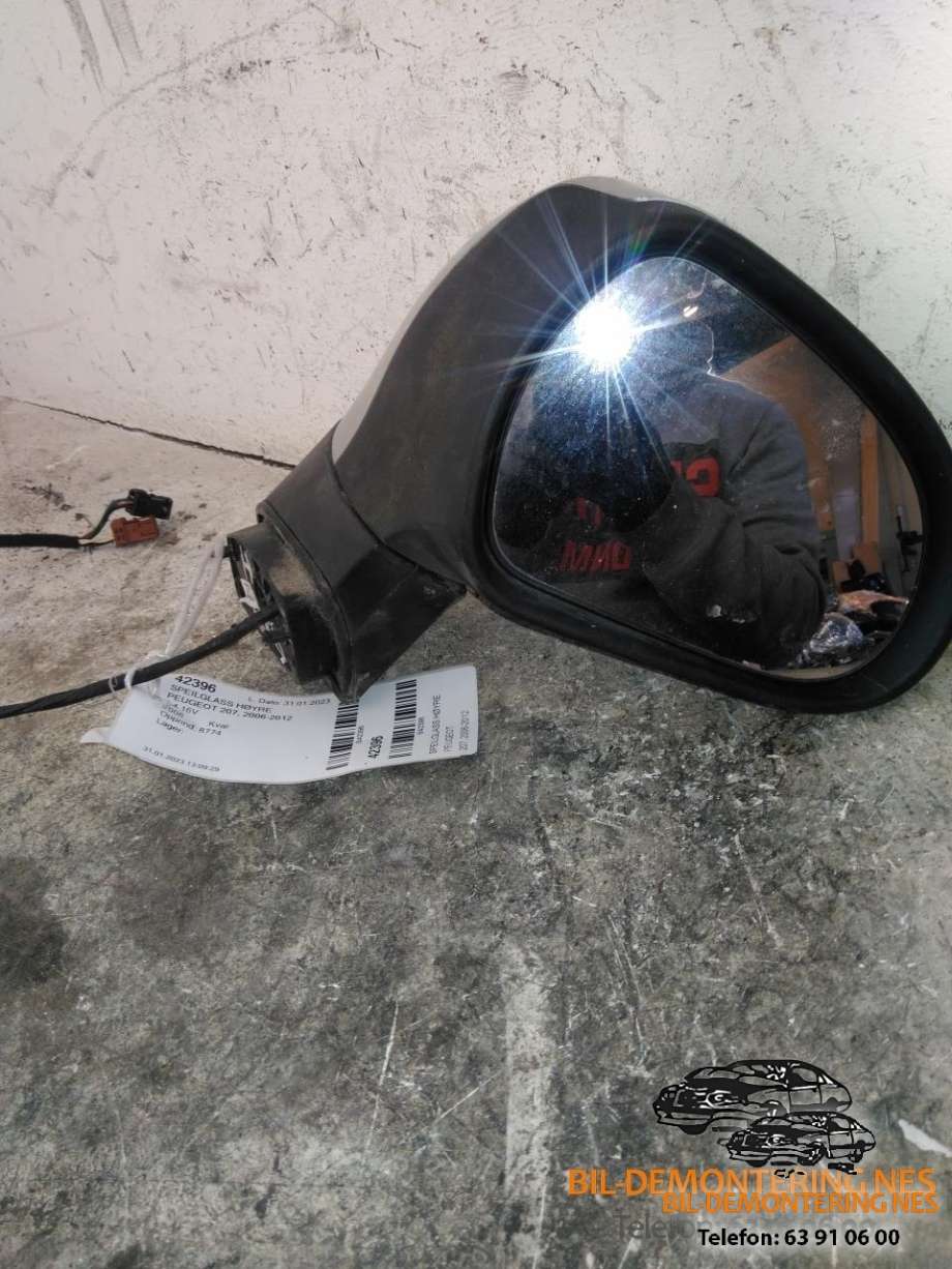 Speilglass høyre til Peugeot 207, 2006-2012  