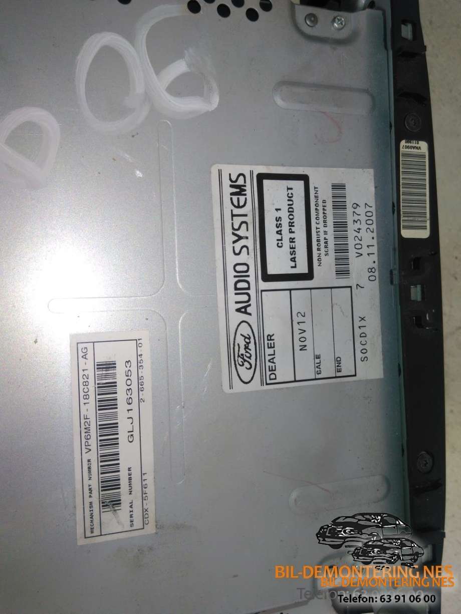 Bilstereo til Ford Mondeo 2007-2010 (Type IV, Fase 1)  (7S7T18C939AF|V024379|GLJ163053)